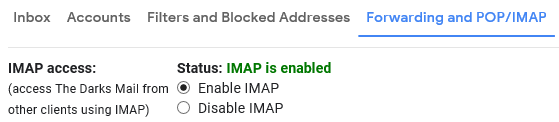 GMail IMAP Settings